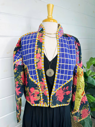 Handmade Patchwork Kantha Quilted Bomber Jacket