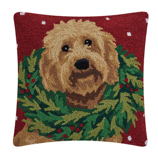 Labradoodle w/Wreath Hook Pillow