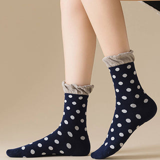 Polka Dot Lace Sweet Bubble Style Fashion Socks_CWMS02783