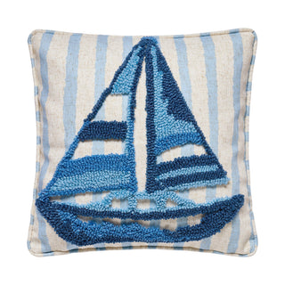 Coastal Sailboat Tufted Hook Pillow