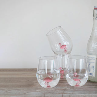 Flamingo Acrylic Stemless Wine Glass