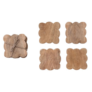 Scalloped Wood Coaster Set of 4
