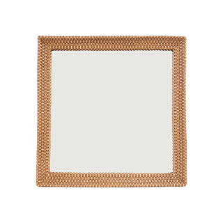 Decorative Resin Mirrored Footed Tray with Woven Design, Brown