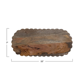 Oval Mango Wood Scalloped Cheese/Serving Board