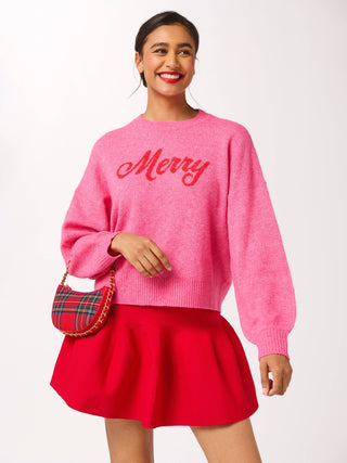 "MERRY" SWEATERS,PINK