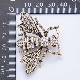 Antique Gold 50mm Micro Paved CZ Bumble Bee Insect Brooch Pin | BH-045