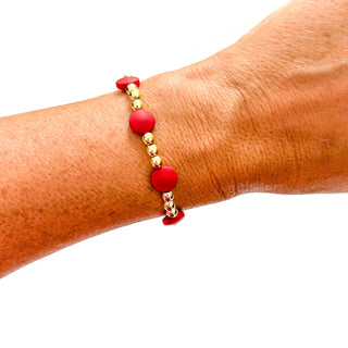 Merry 18K Gold & Enamel Christmas Bracelet: Mini Red paperclip