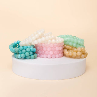 4 PC Marbled Pearl Bead Stretch Bracelet Set