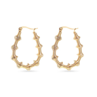 18K Gold PVD Stainless Steel Wired Statement Hoop Earrings / ERJ0015