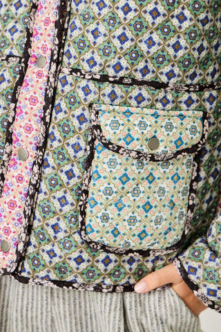 Mixed Media Quilted Jacket Black