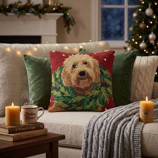 Labradoodle w/Wreath Hook Pillow