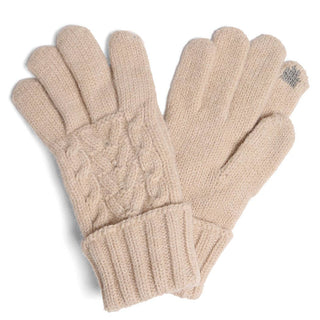 Solid Cable Knitted Flip Cuff Touch Gloves