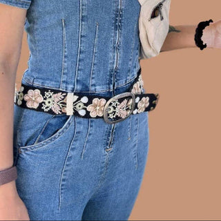 Cappuccino Wide Embroidered Belt
