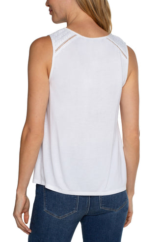 Embroidered Sleeveless Top White