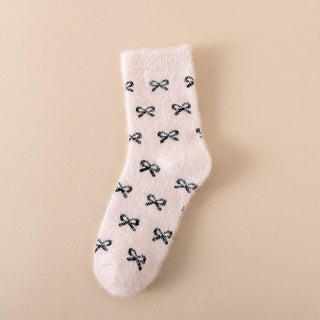 Bow Fluffy Home Plush Socks