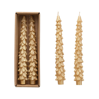 Tree Taper Candles Gold