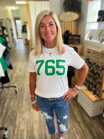 765 White Graphic Tee with Kelly Green