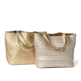 Reversible Braided Tote in Platino/Silver