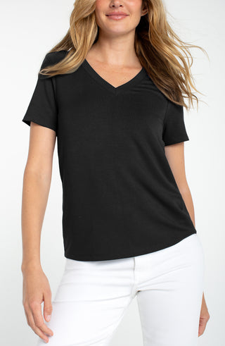 Short Sleeve V-neck Top by Liverpool Black