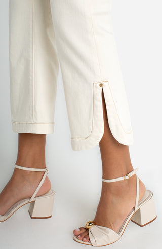 Hannah Crop Flare w/Tulip Hem Denim 25.5" in White by Liverpool