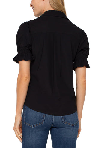 Elbow Puff Sleeve Blouse by Liverpool Black