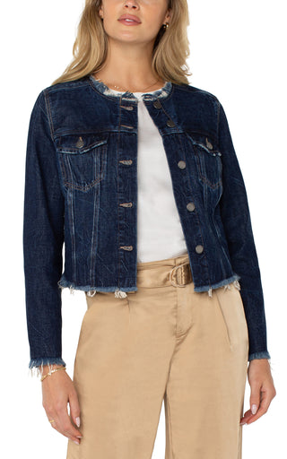 Classic Jean Jacket with Fray Hem