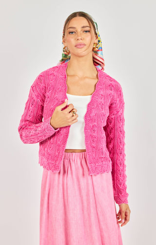 Georgia Scalloped Cardigan in Puncy Pink by Sadie & Sage