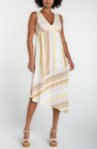 Bias Stripe V-neck Dress by Liverpool