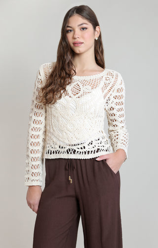 Open Knit Crochet Sweater by Dex