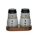 Snowman Salt & Pepper Shakers w/Tray
