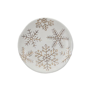 Stoneware Electroplated Snowflake Plate