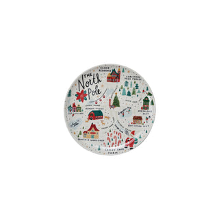 11" Round Stoneware Plate with North Pole Scene, Multi Color
