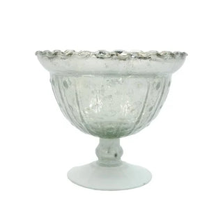 Embossed Footed Bowl Mercury Glass 6"