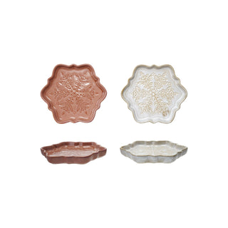 Stoneware Snowflake Shaped Plate, 2 Colors (Each Will Vary)