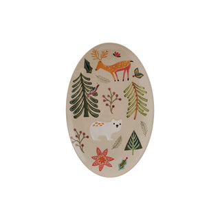 Hand-Painted Stoneware Platter with Wax Relief Animals & Seasonal Botanicals ©