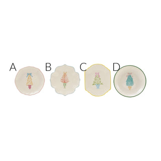 Stoneware dish with tree and colored edge by Creative Co-op – view 2
