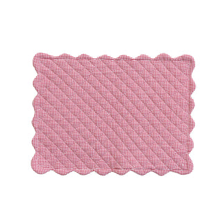 Woven Cotton Quilted Scalloped Placemat, Red & White