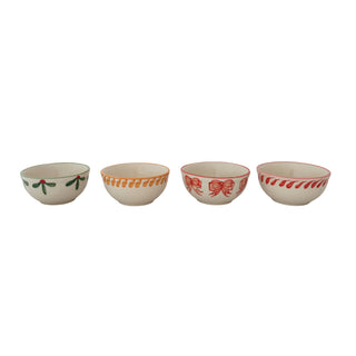 Hand-Painted Stoneware Bowl with Holiday Image Inside, 4 Styles (Each One Will Vary)