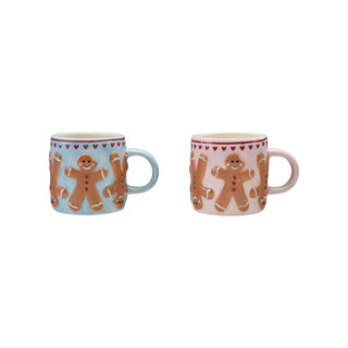 Hand-Painted Stoneware Mug W Wax Relief, 2 Colors