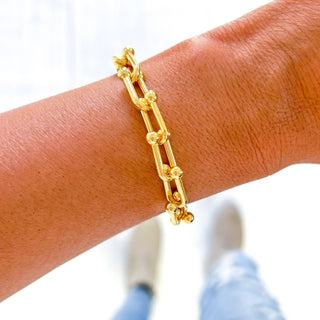 Merry 18K Gold & Enamel Christmas Bracelet: U Link 18k Gold Filled