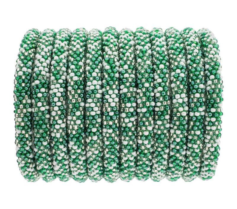Roll-On® Bracelet Green and White Speckled