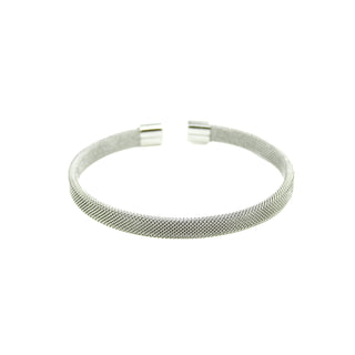 Gold Silver Bracelet Mix: Small Silver Flat Texture Cuff Bracelet