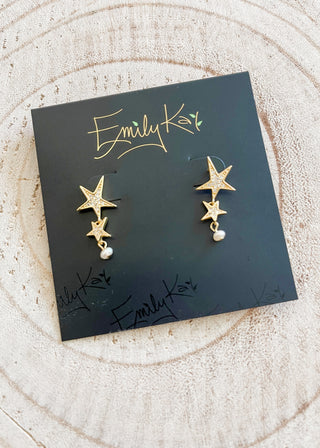 Star Earring Gold & Pearl