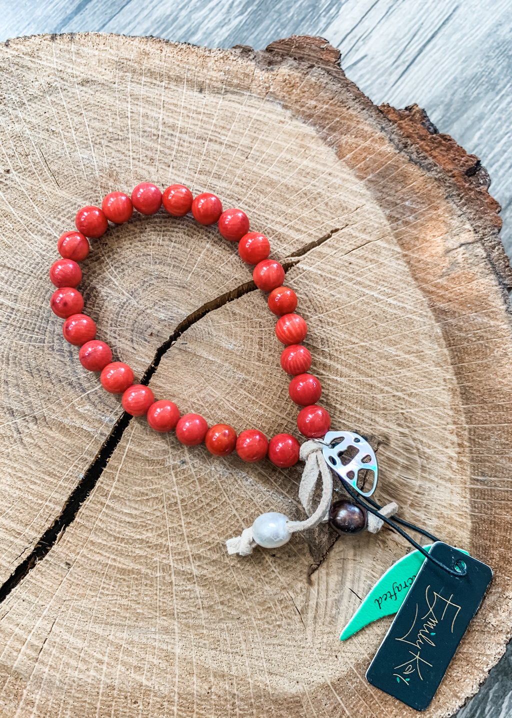 Knot Bracelet in Red Coral - Lois Pearl Boutique